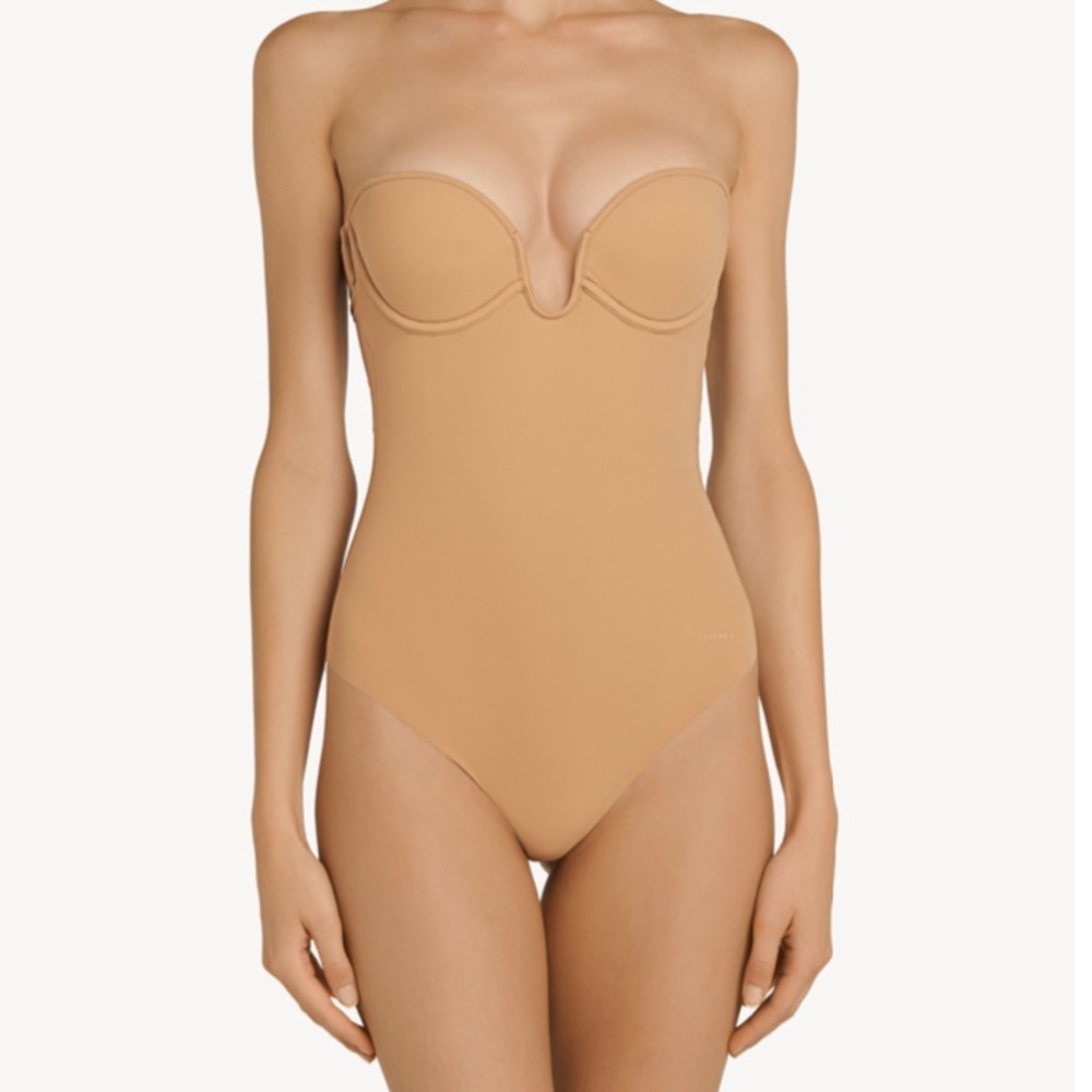 La Perla Malizia Underwire Padded U-Bra Second Skin Bodysuit Amaretto 38D Italy